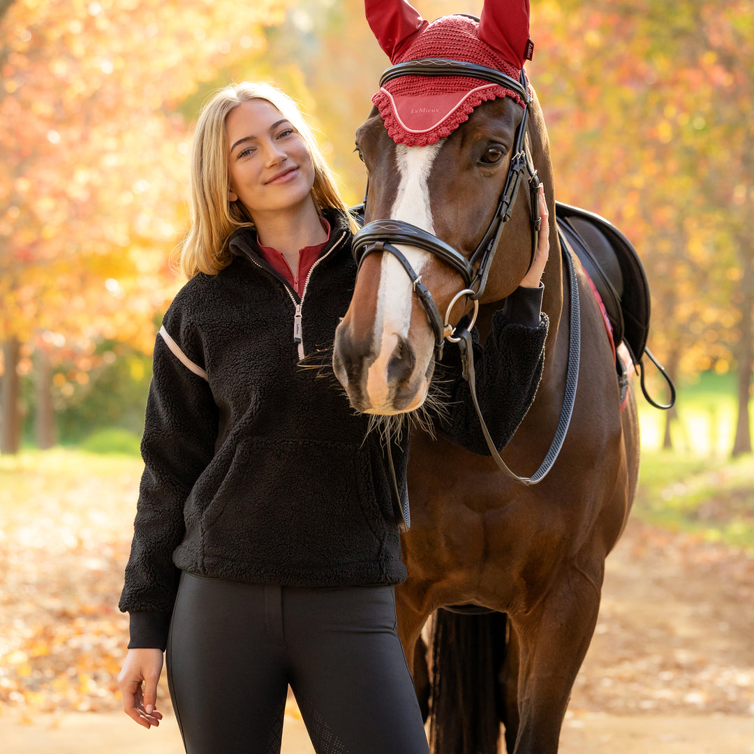 LeMieux Ladies Avery Teddy Quarter Zip Fleece - Black