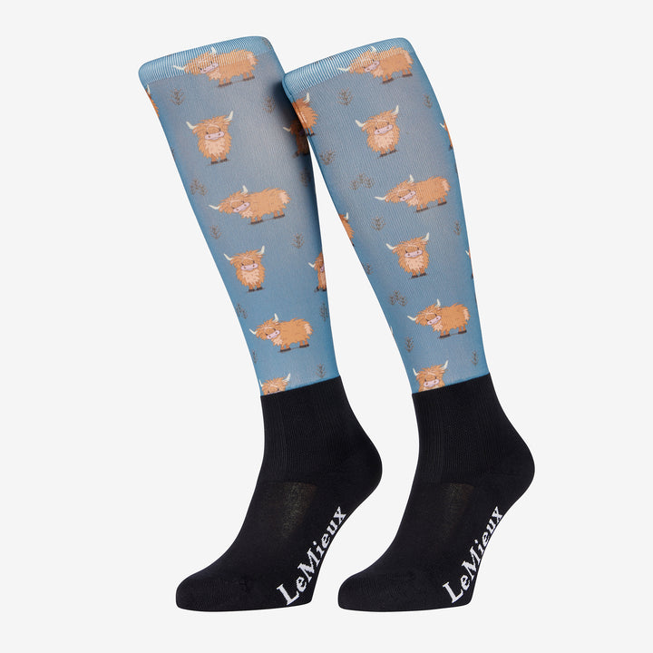 LeMieux Ladies Footsie Socks - Highland Cow/Aloe