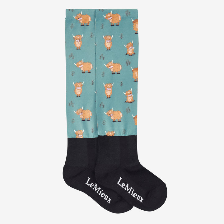 LeMieux Ladies Footsie Socks - Highland Cow/Aloe