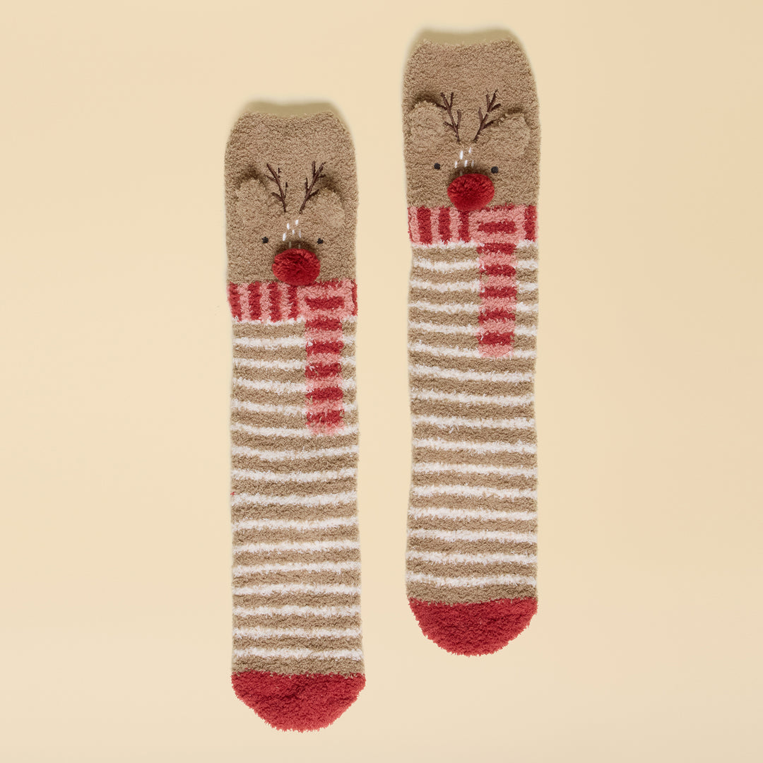 Joules Ladies Fluffy Reindeer Socks