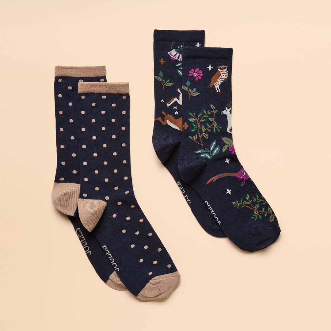 Joules Ladies Everyday 2 Pack Socks