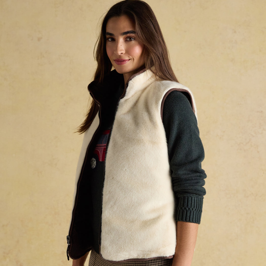 Joules Ladies Reversible Fur Gilet