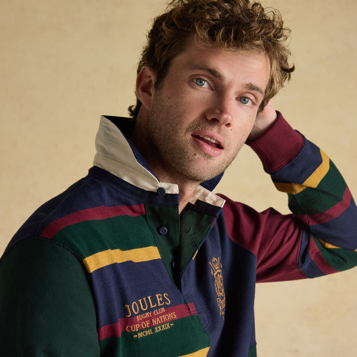 Joules Mens Hotch Potch Embellished Rugby Shirt
