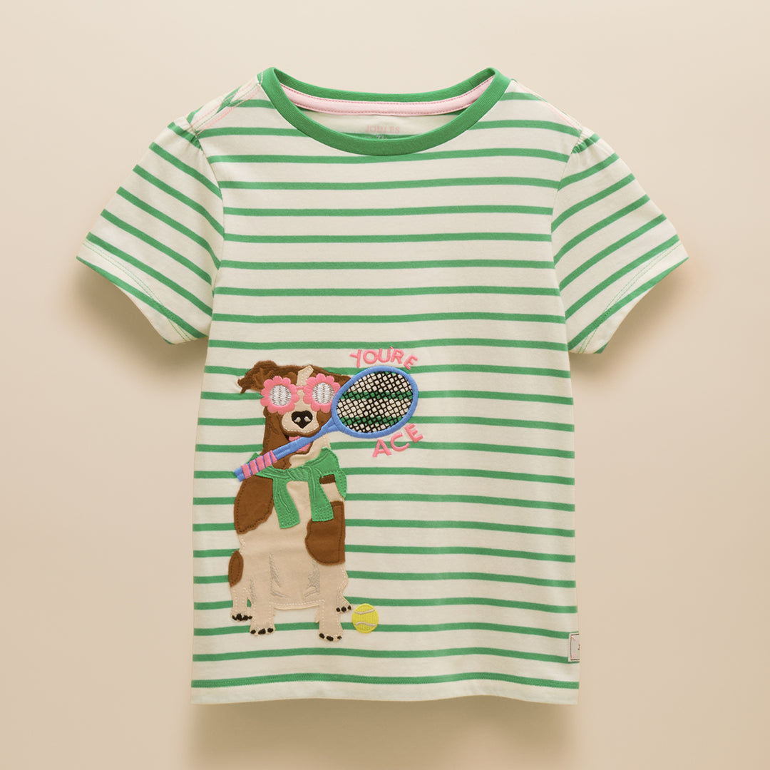 Joules Girls Astra Tennis Dog Print Top