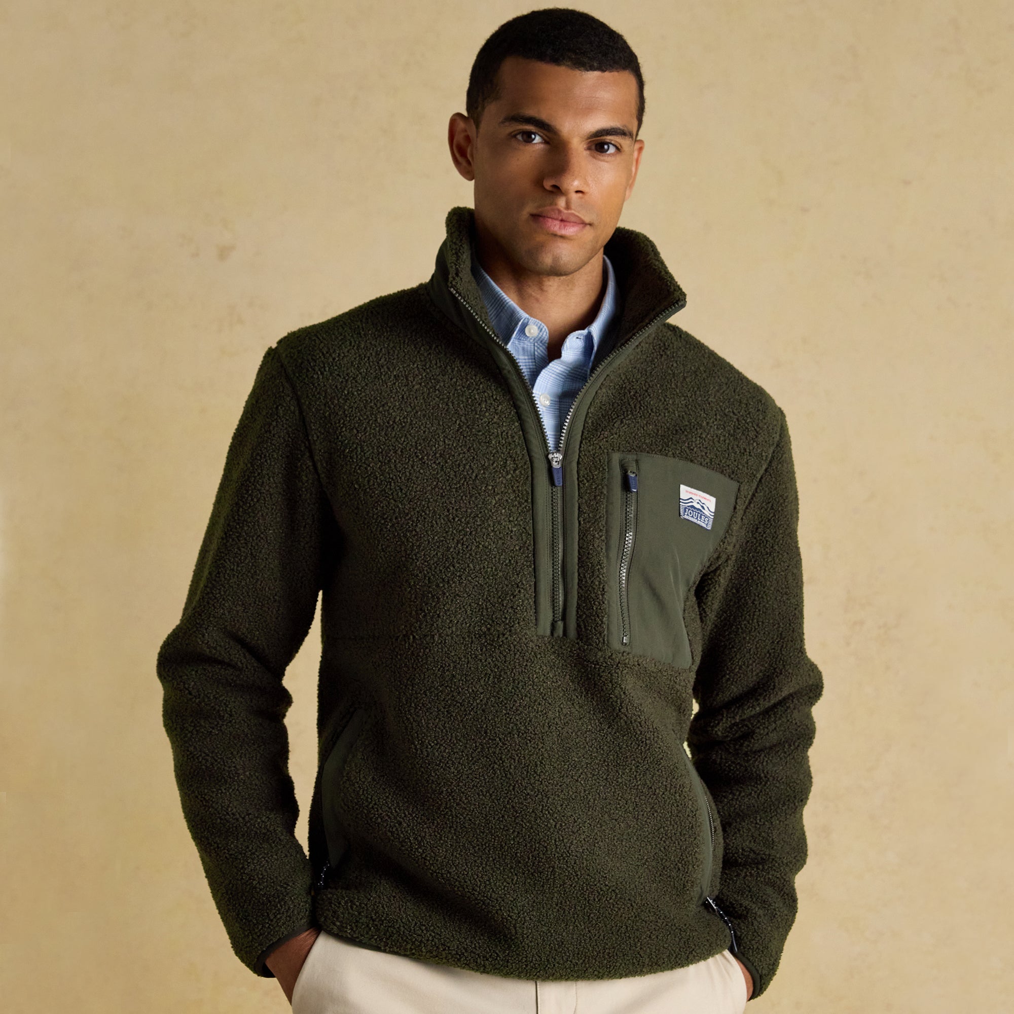 Joules Mens Ashford 1/4 Zip Fleece - Green | Millbry Hill