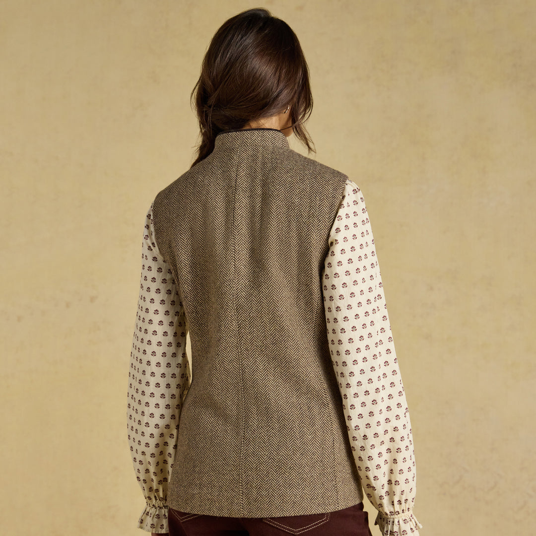 Joules Ladies Nehru Tweed Fitted Gilet