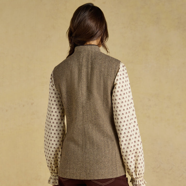 Joules Ladies Nehru Tweed Fitted Gilet