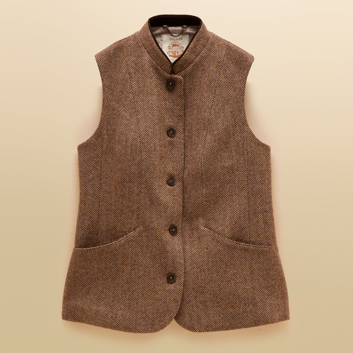 Joules Ladies Nehru Tweed Fitted Gilet