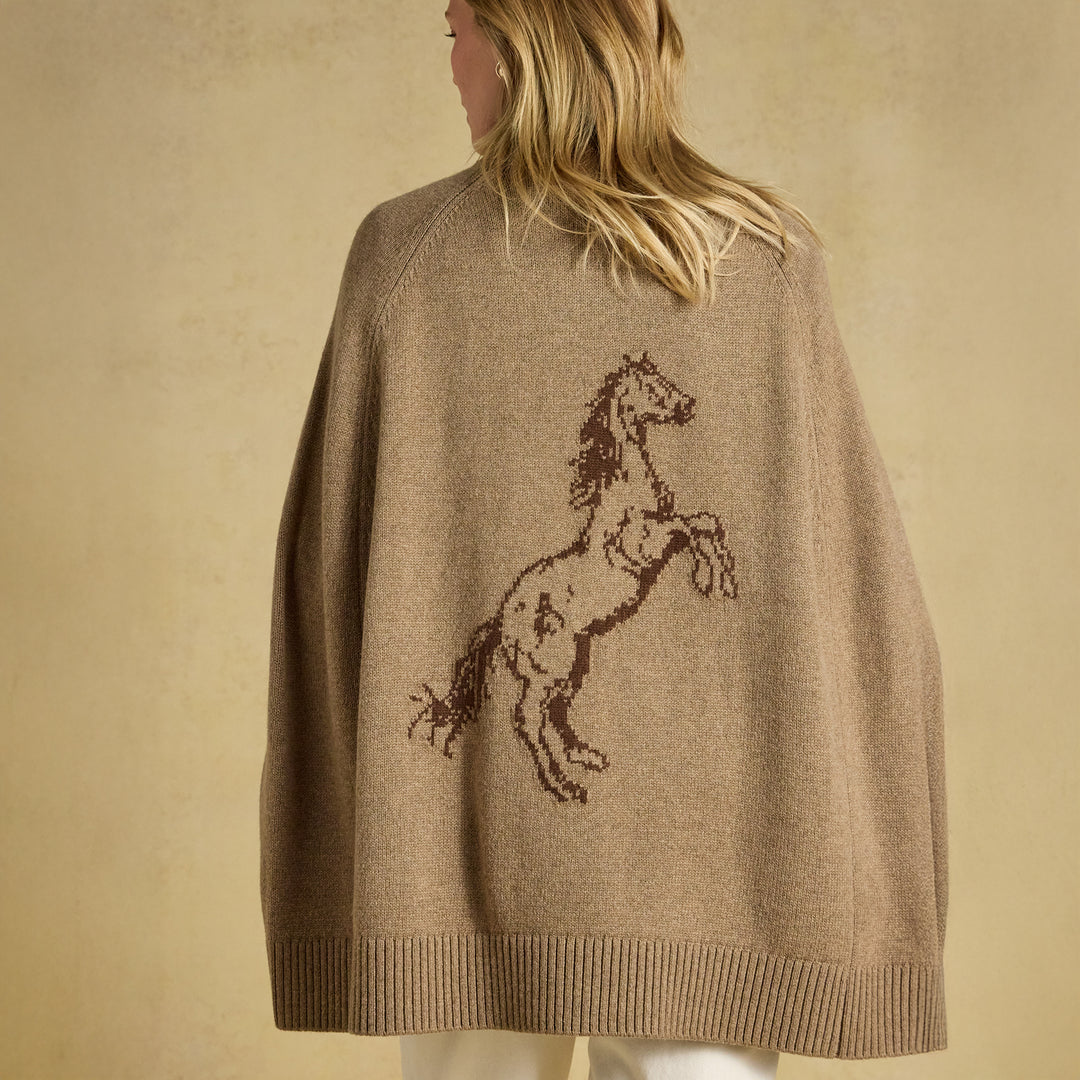 Joules Ladies Knitted Horse Intarsia Cape