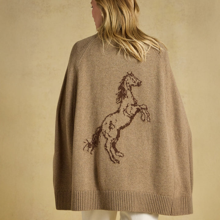 Joules Ladies Knitted Horse Intarsia Cape