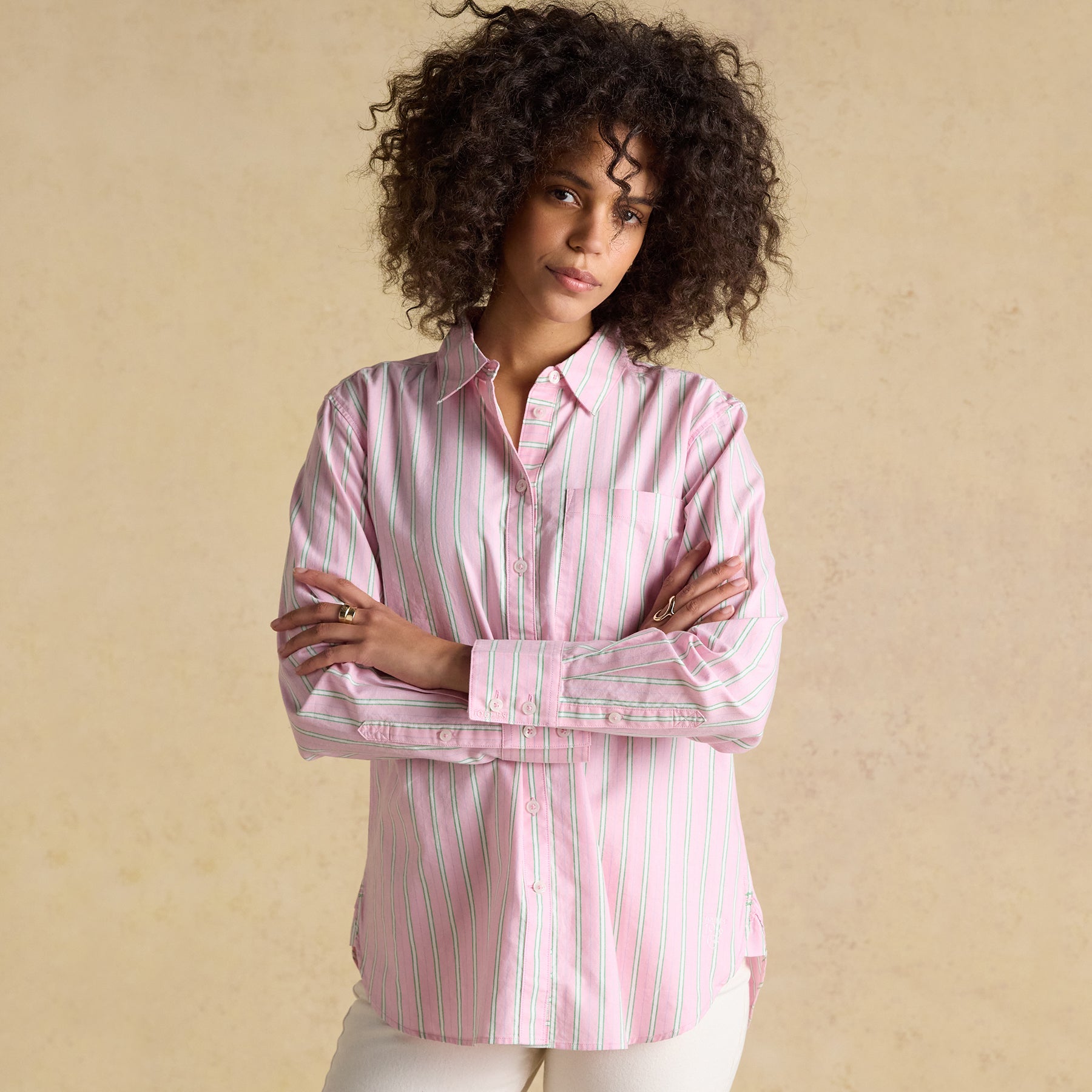 Joules Ladies Boyfriend Oxford Shirt - Pink Stripe | Millbry Hill