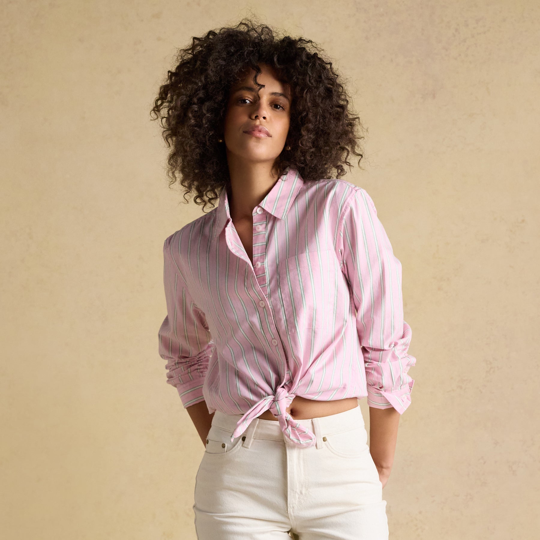 Joules Ladies Boyfriend Oxford Shirt - Pink Stripe | Millbry Hill