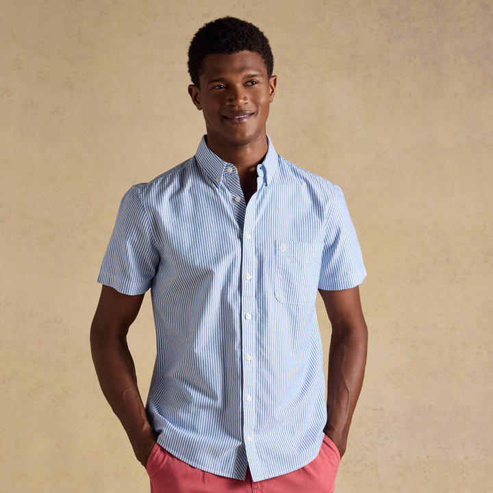 Joules Mens Oxford Lightweight Short Sleeve Stripe Shirt