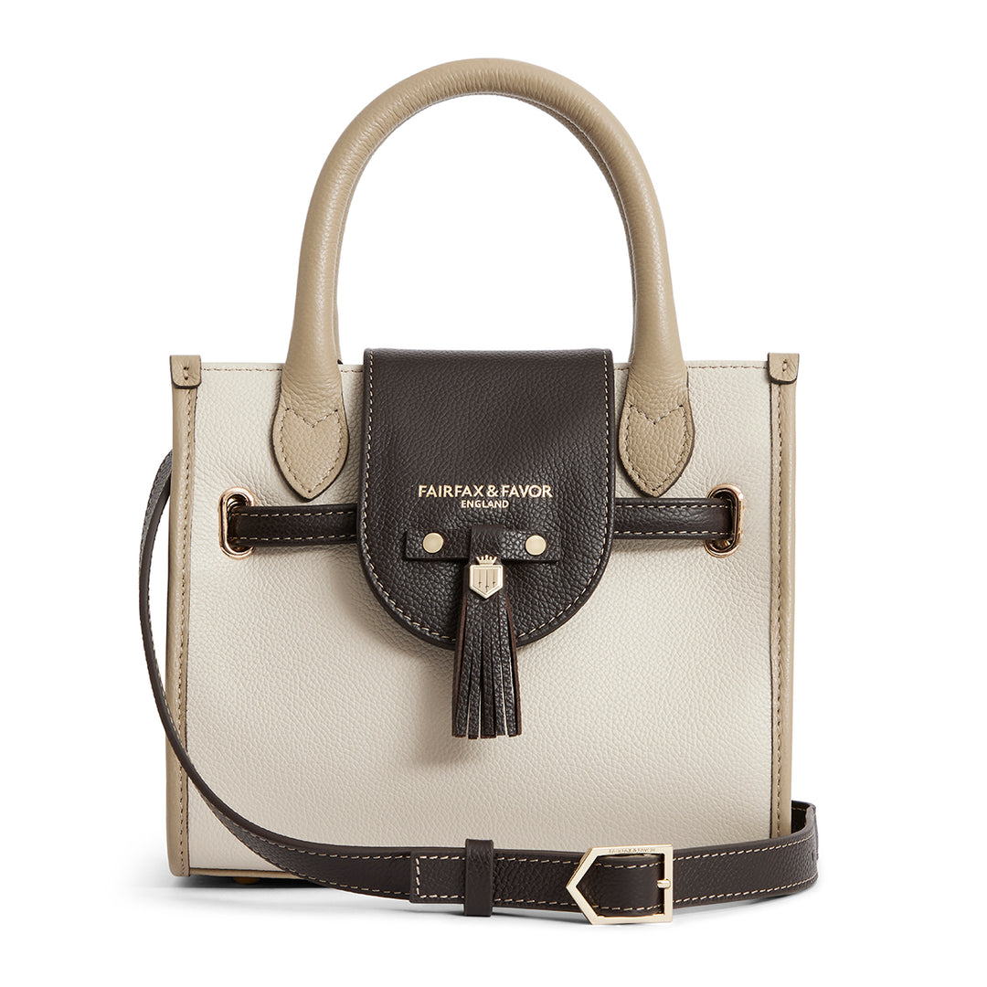 Fairfax & Favor Limited Edition Mini Windsor Handbag Neutral Tri-Colour Leather