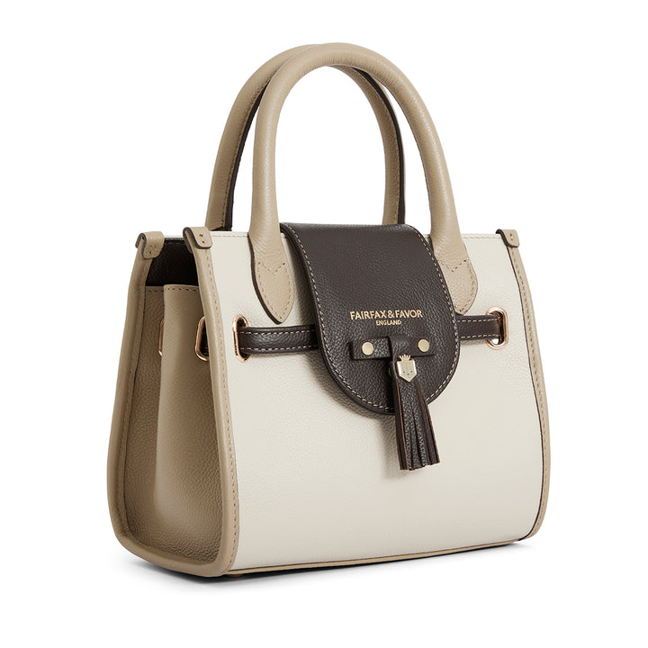 Fairfax & Favor Limited Edition Mini Windsor Handbag Neutral Tri-Colour Leather