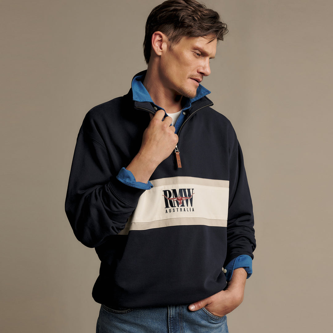 R M Williams Mens Classic RMW Quarter Zip