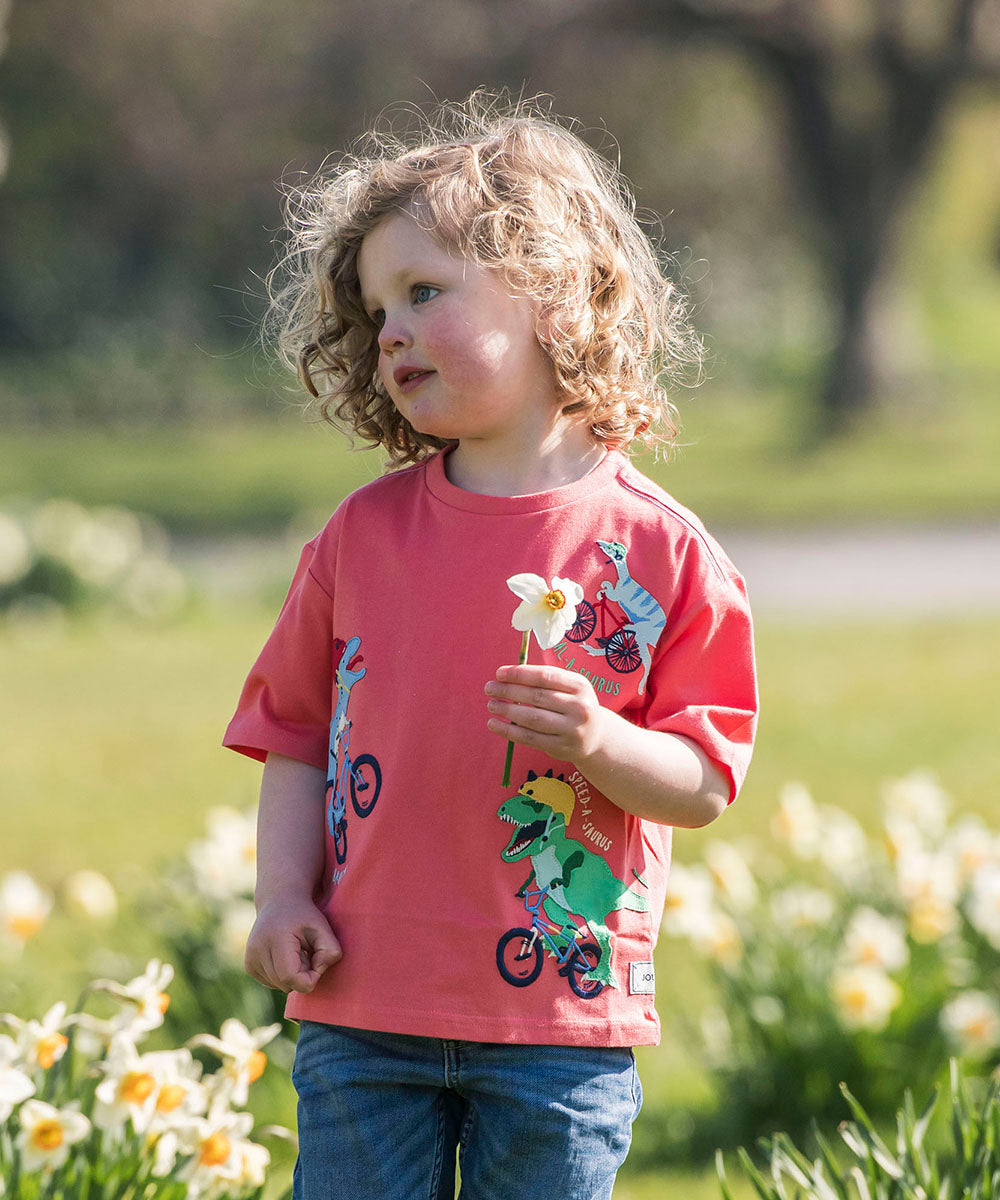 Boy wearing Joules t-shirt