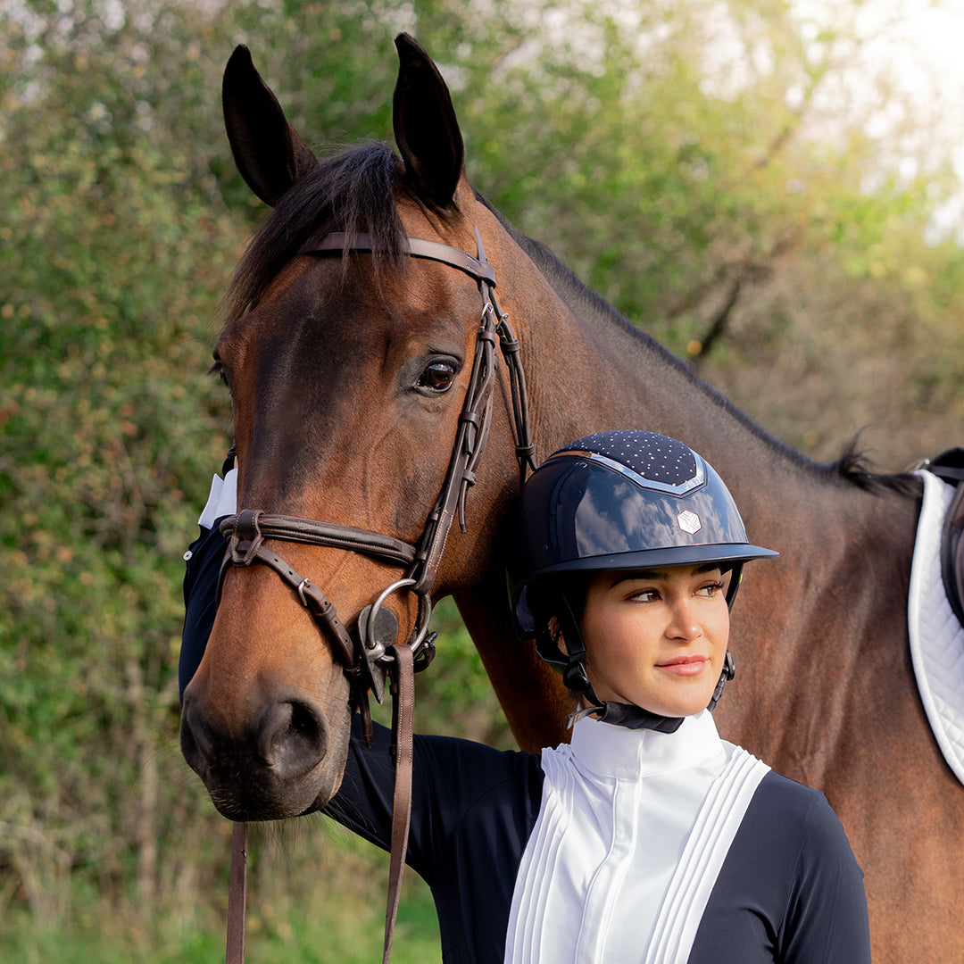 Charles Owen Kylo Crystal Wide Peak Riding Hat#Navy