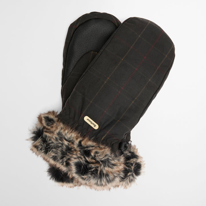 Barbour Ladies Tartan Wax Mitts