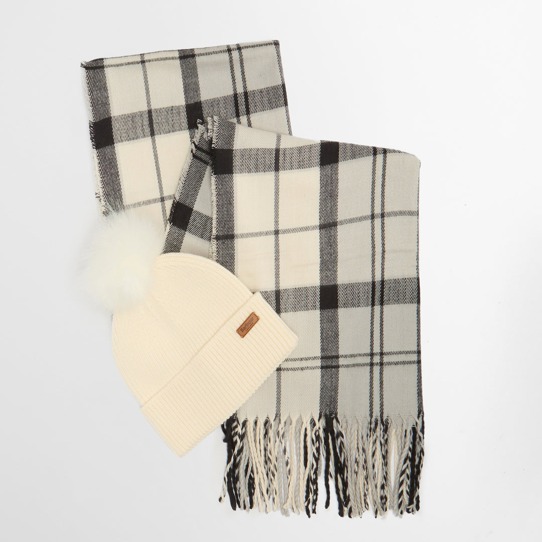 Barbour Ladies Dover Beanie & Hailes Scarf Gift Set