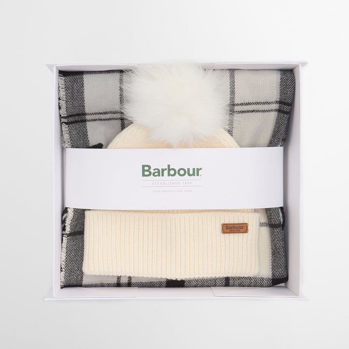 Barbour Ladies Dover Beanie & Hailes Scarf Gift Set