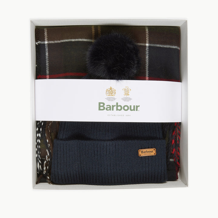 Barbour Ladies Dover Beanie & Hailes Scarf Gift Set