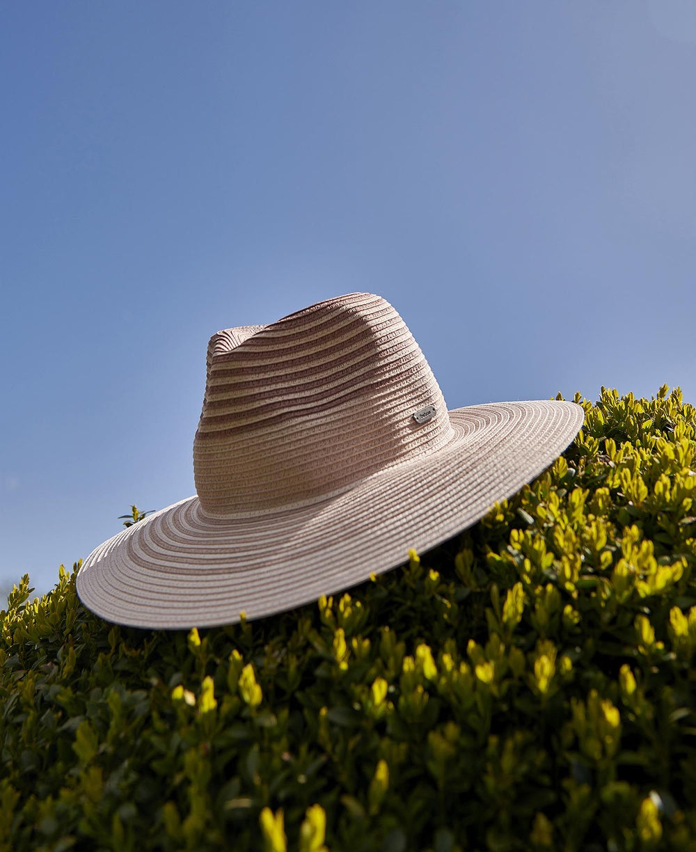 Barbour Ladies Adria Ombre Fedora Summer Hat#Cream stripe