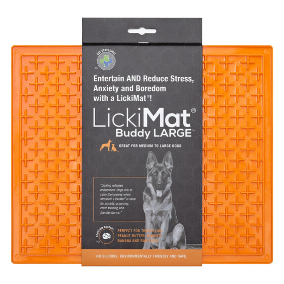 The LickiMat Buddy XL Slow Feeder Mat in Orange#Orange