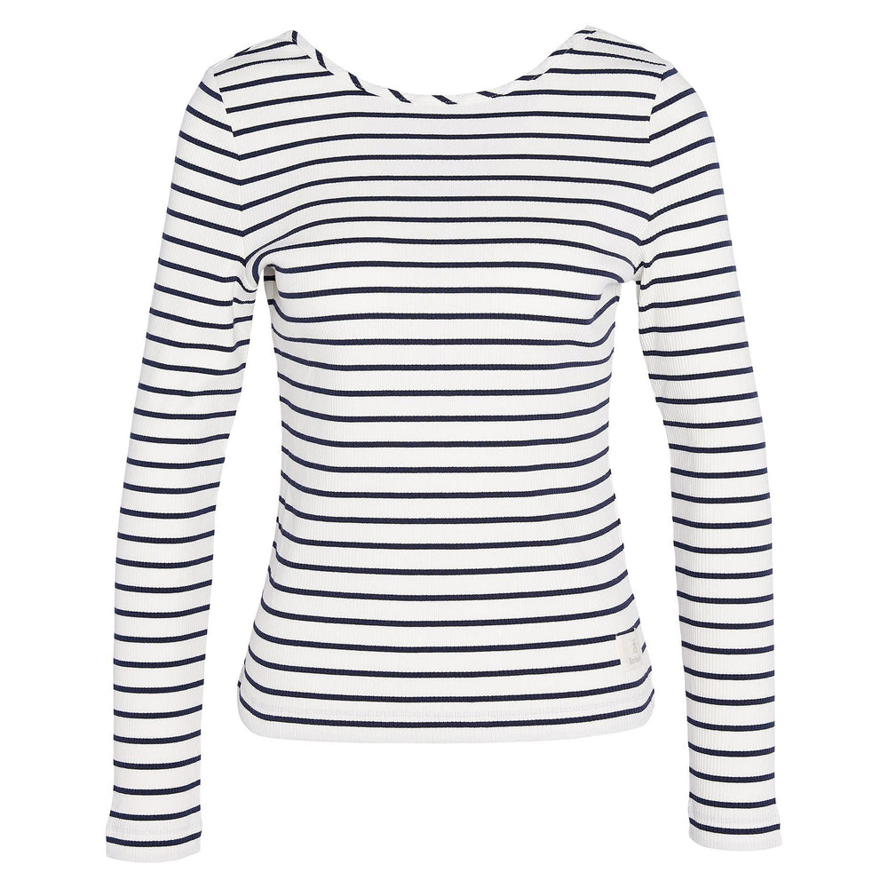 Barbour Ladies Langton Top in Cream Stripe#Cream Stripe