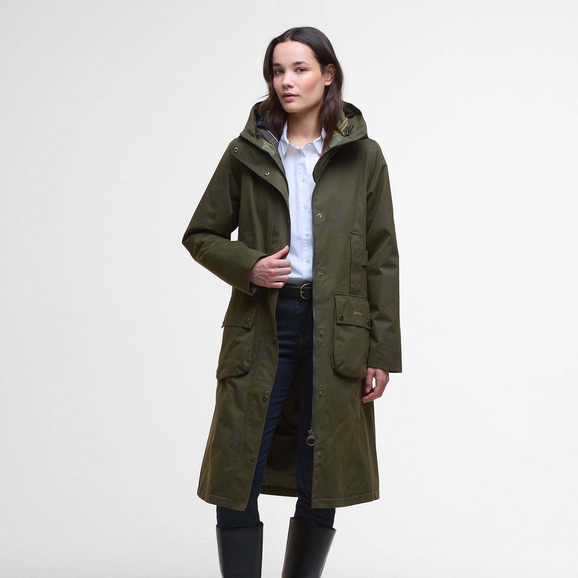 Barbour Ladies Bamburgh Waterproof Jacket - Olive/Classic