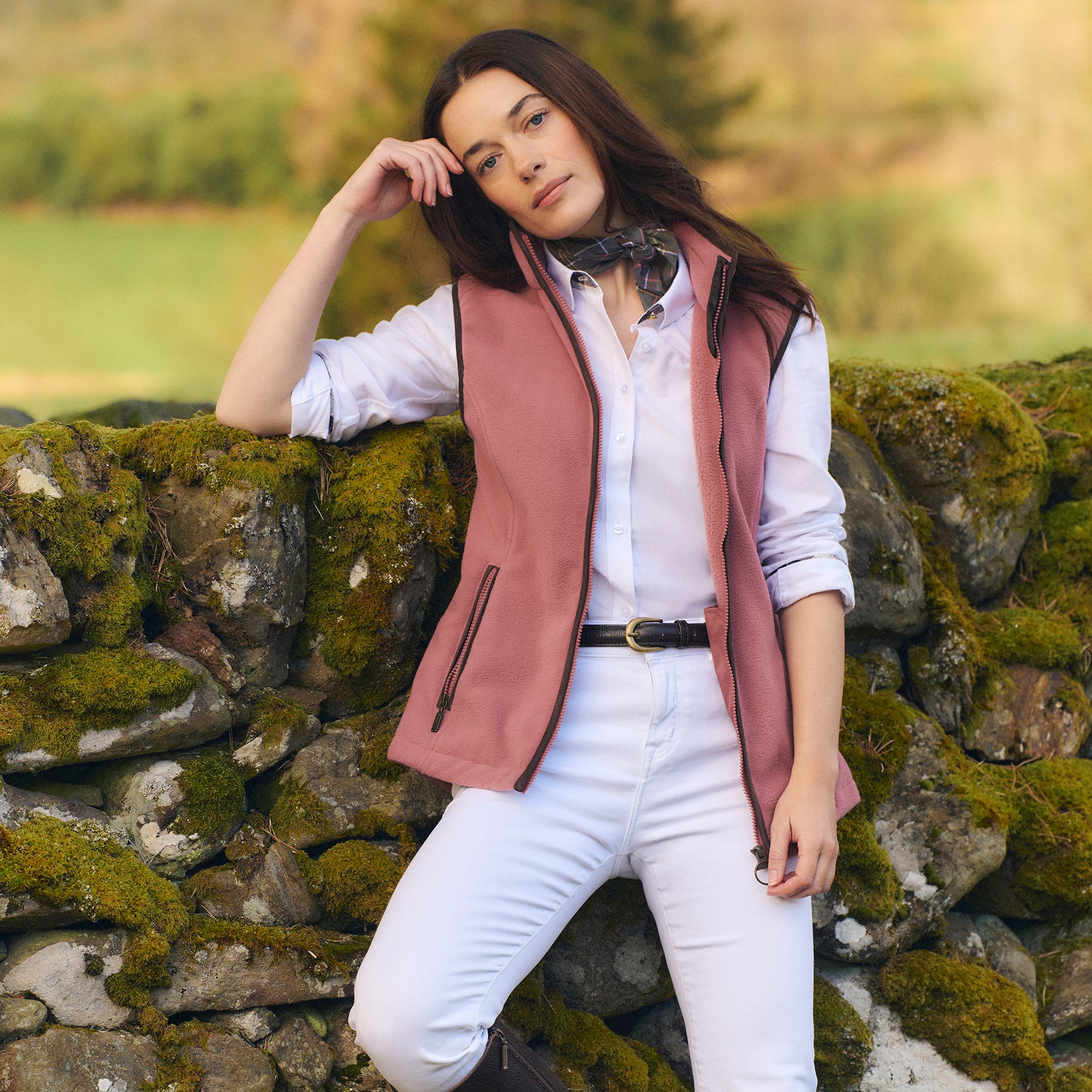 Woman wearing Barbour clothing