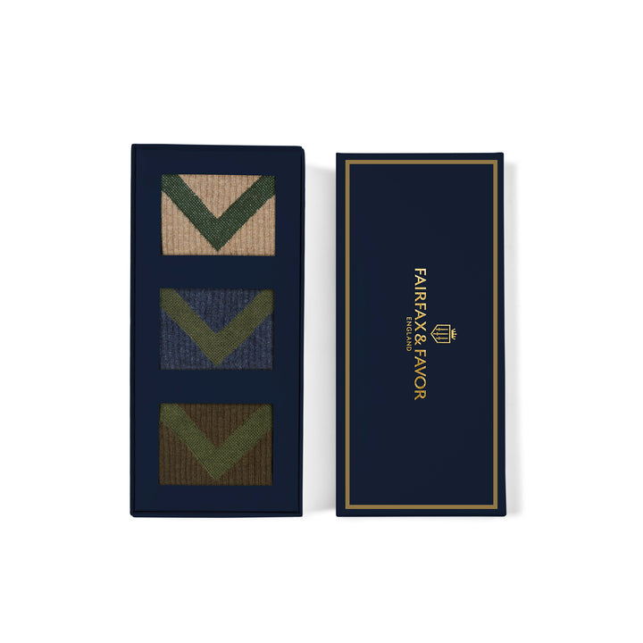 Fairfax & Favor Mens Chevron Set of Three Socks