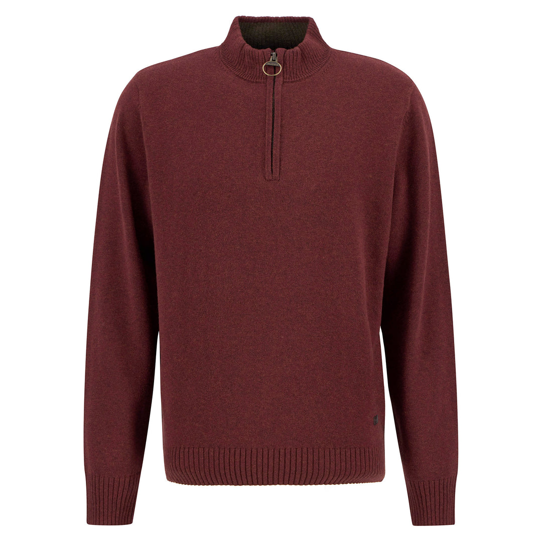 Barbour Mens Kelson Half Zip Knitted Jumper Fired Brick