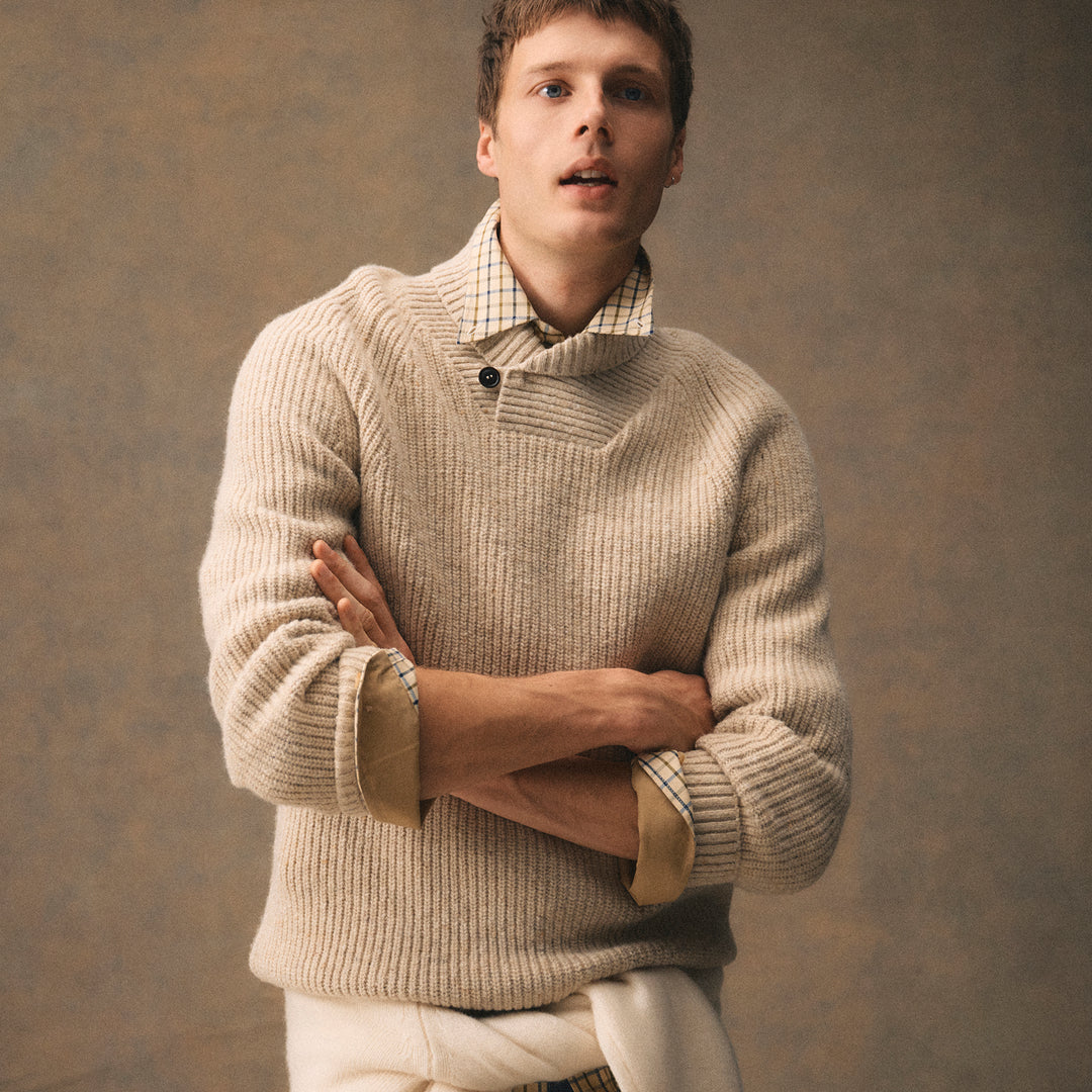Barbour Mens Essentials Fleck Shawl Neck Jumper