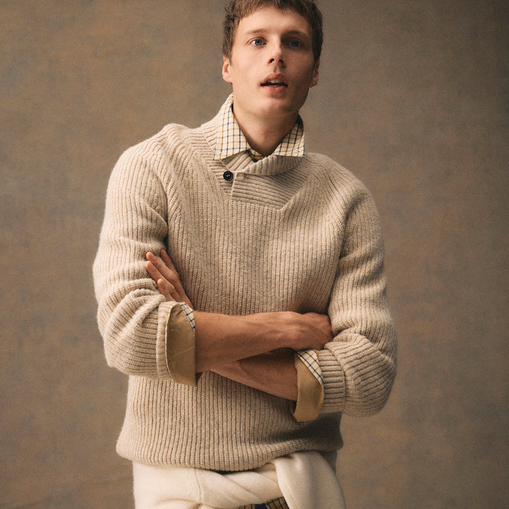 Barbour Mens Essentials Fleck Shawl Neck Jumper