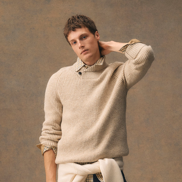 Barbour Mens Essentials Fleck Shawl Neck Jumper