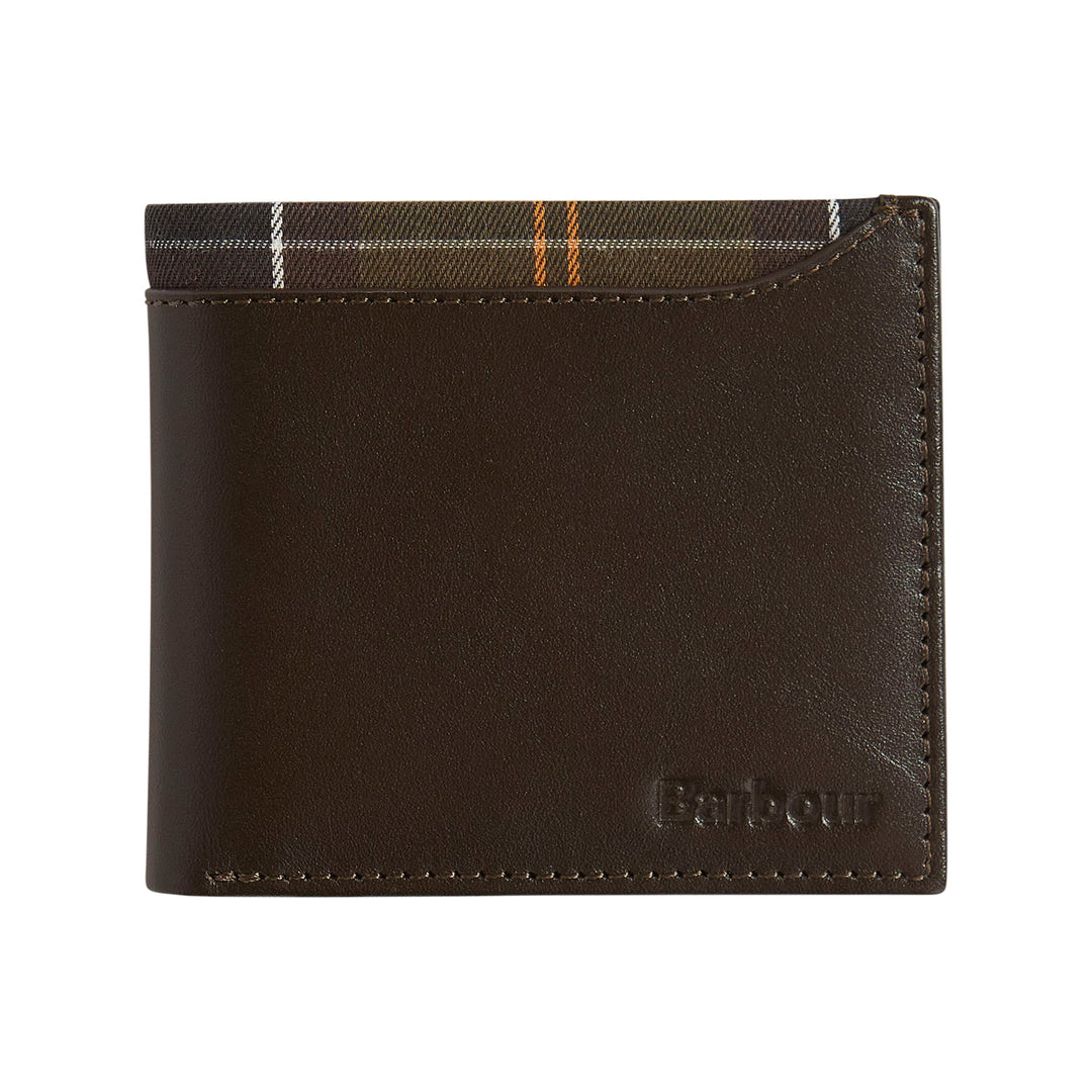 Barbour Mens Brodick Leather/Tartan Billfold Wallet