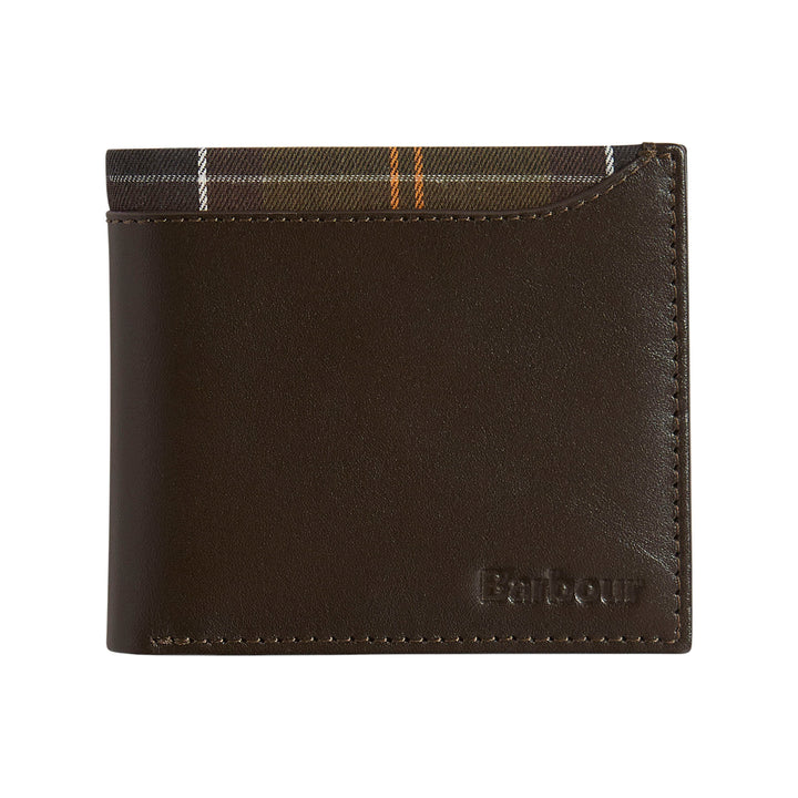 Barbour Mens Brodick Leather/Tartan Billfold Wallet