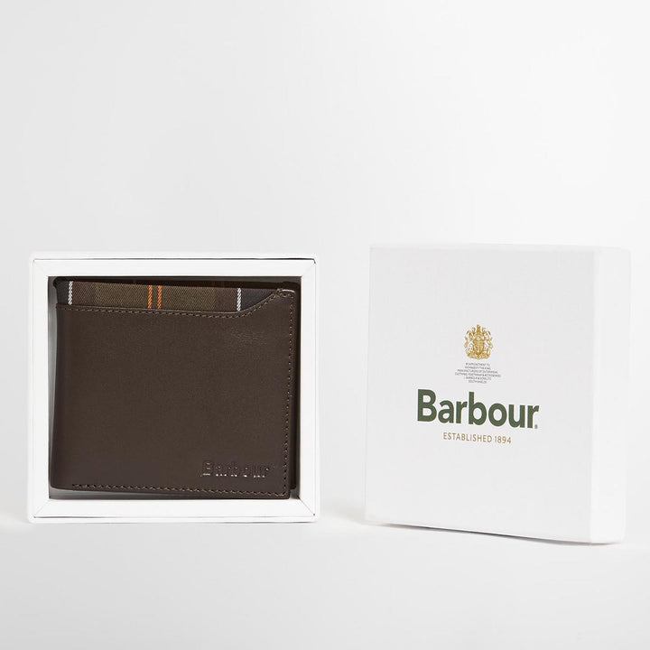 Barbour Mens Brodick Leather/Tartan Billfold Wallet