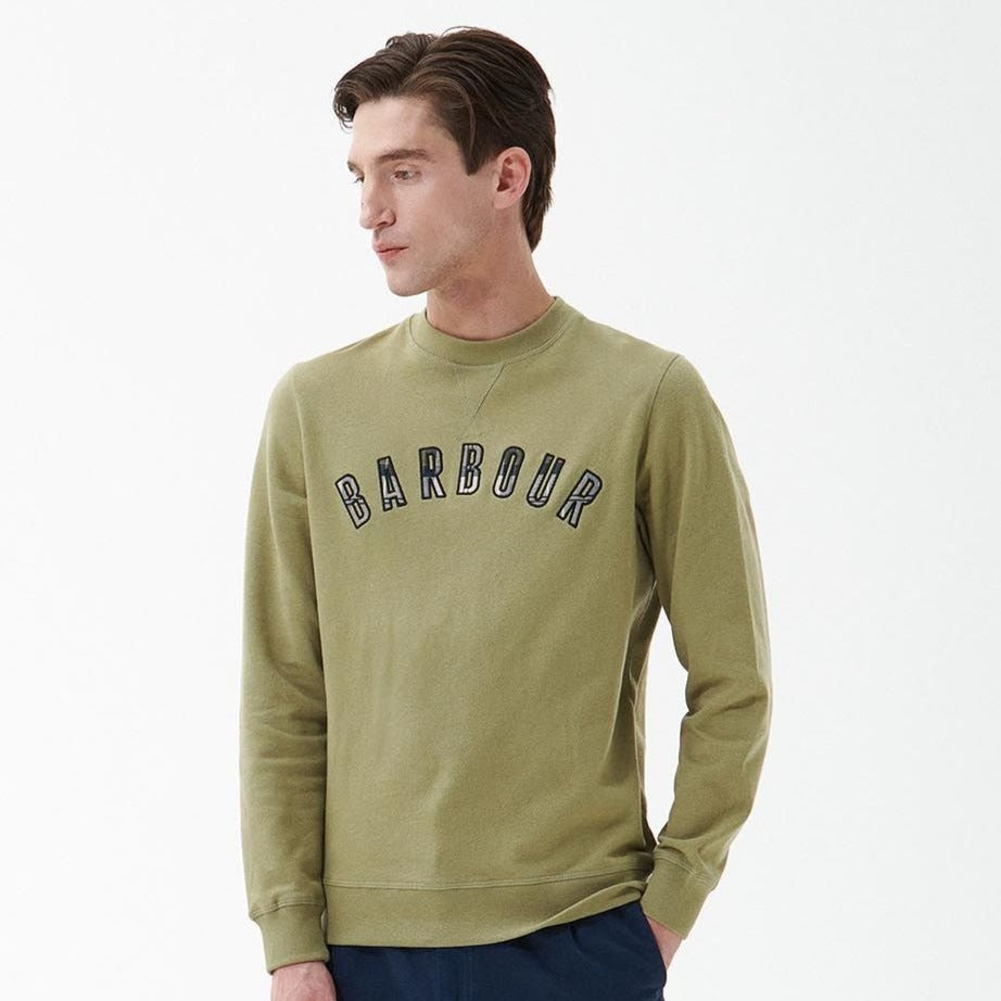 The Barbour Mens Debson Crew Neck Sweater in Light Green#Light Green