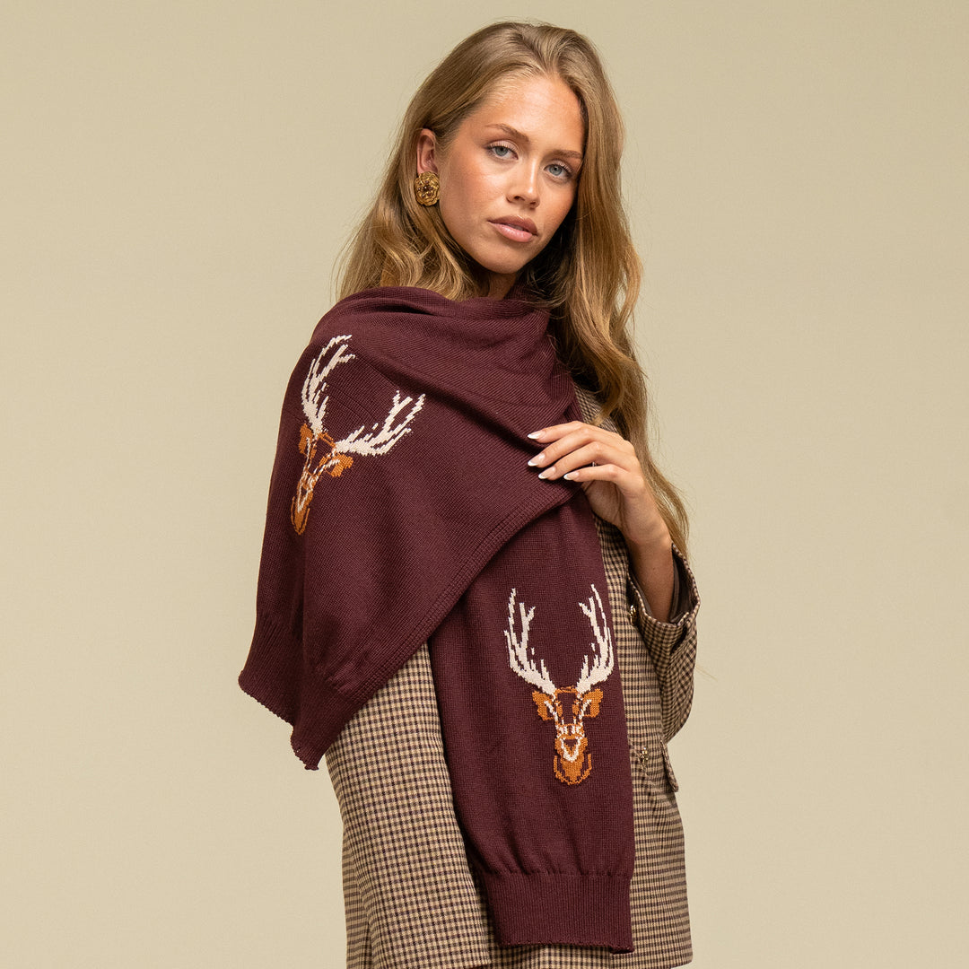 Waring Brooke Ladies Majestic Stag Chunky Scarf