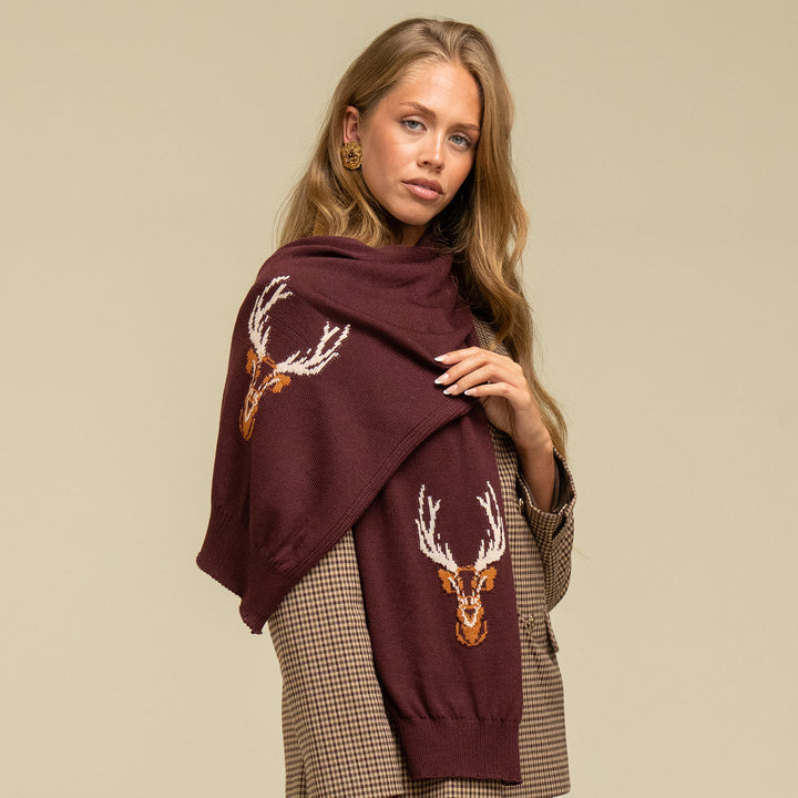 Waring Brooke Ladies Majestic Stag Chunky Scarf