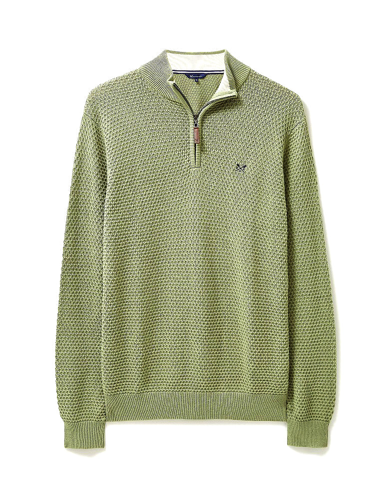 Crew Mens Ocean Wave Cotton Half Zip#Green