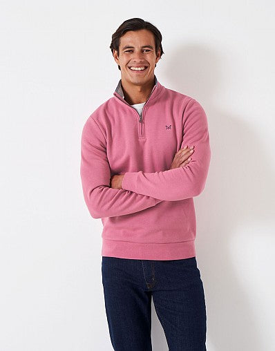 The Crew Mens Classic 1/2 Zip Sweat Shirt in Pink#Pink