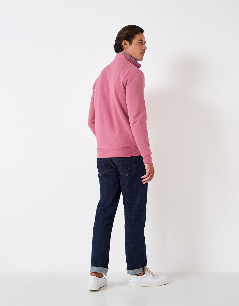 The Crew Mens Classic 1/2 Zip Sweat Shirt in Pink#Pink