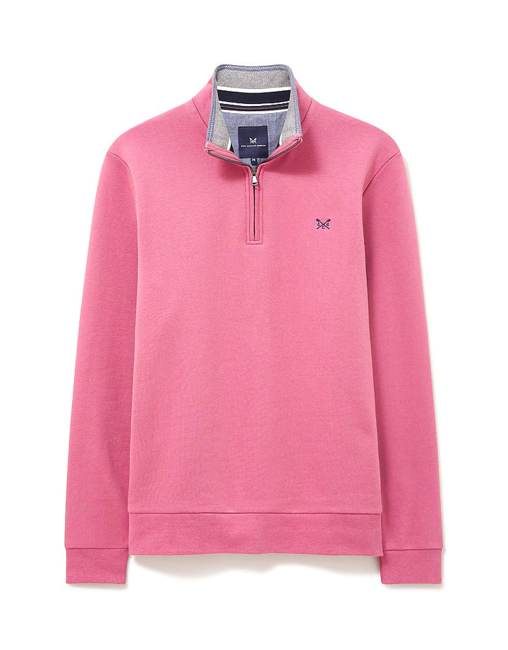 The Crew Mens Classic 1/2 Zip Sweat Shirt in Pink#Pink