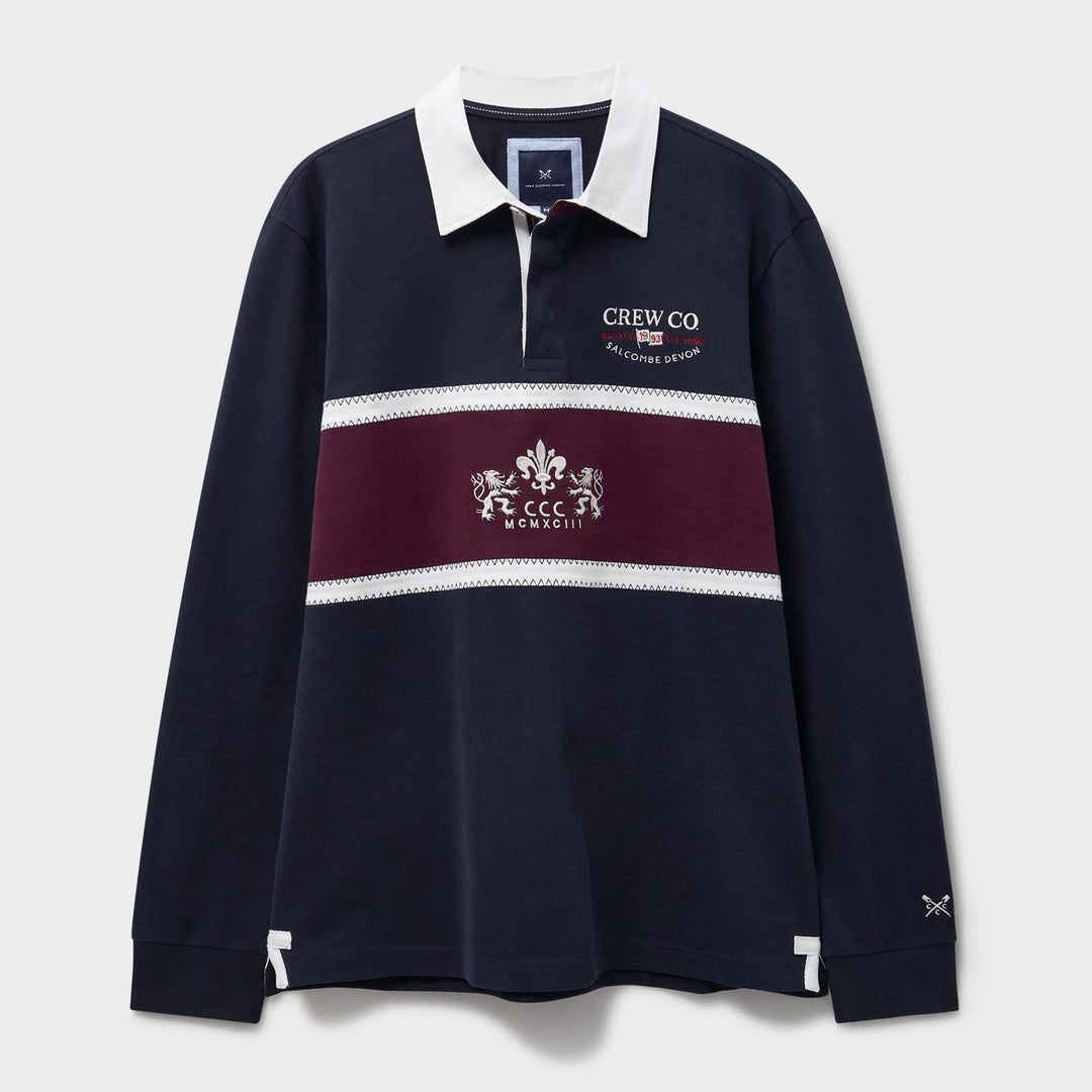 Crew Mens Long Sleeve Embroidered Crest Panel Rugby
