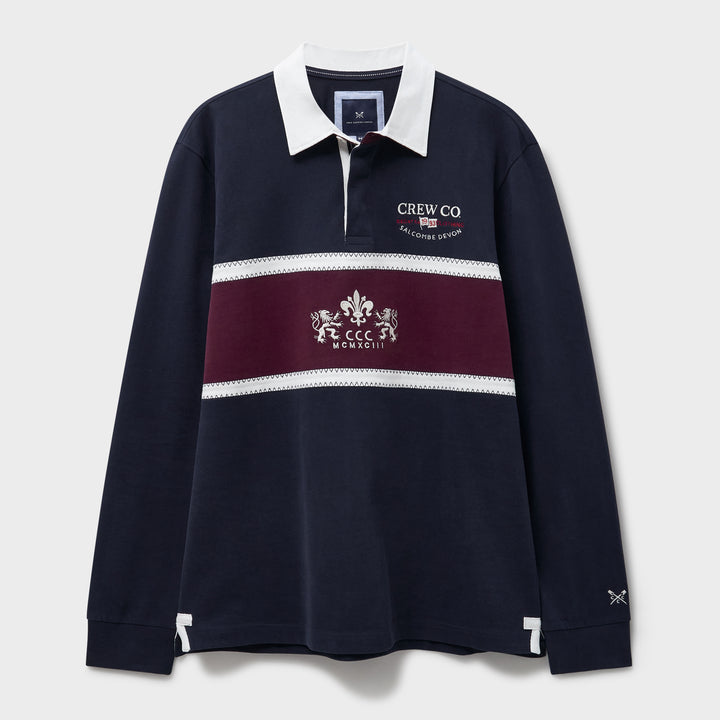 Crew Mens Long Sleeve Embroidered Crest Panel Rugby