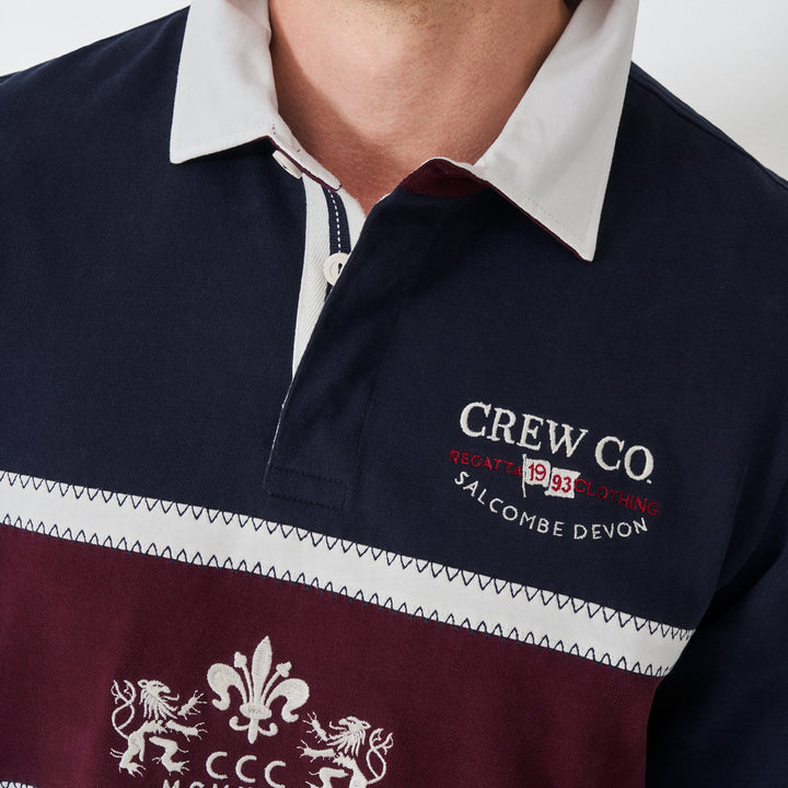 Crew Mens Long Sleeve Embroidered Crest Panel Rugby