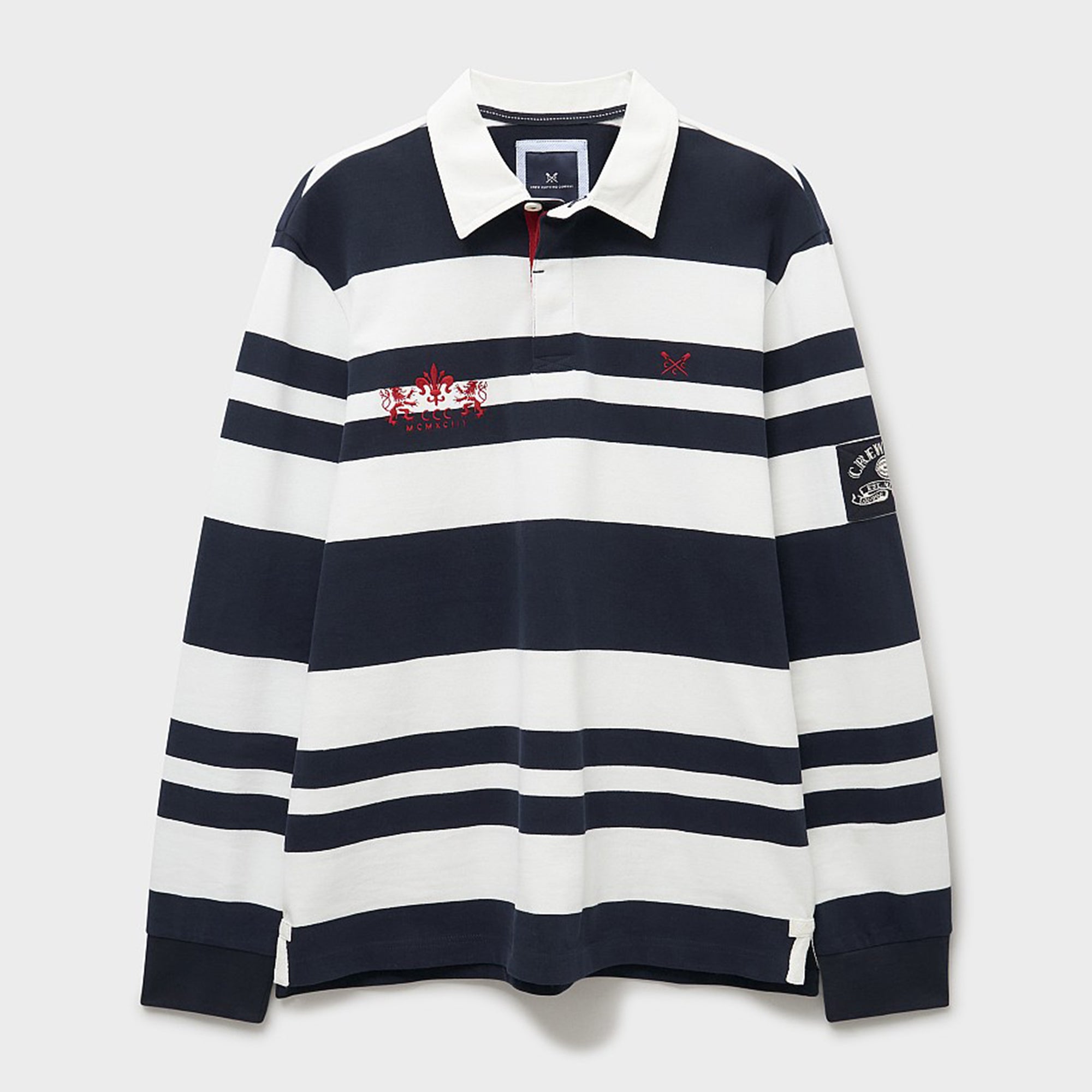 Crew Mens Long Sleeve Stripe Rugby - Navy/White | Millbry Hill